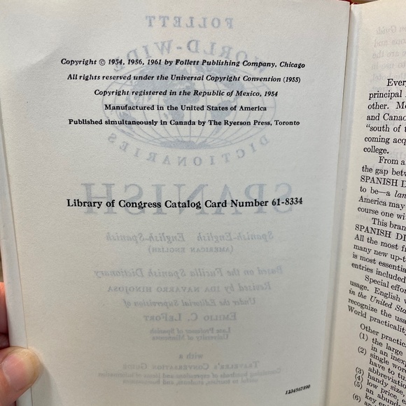 Book: SPANISH Dictionary by Follett World-Wide Hardcover USED Vintage 1961 - Picture 6 of 7